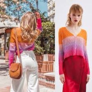 Multi-Colored Rainbow Knit Cardigan